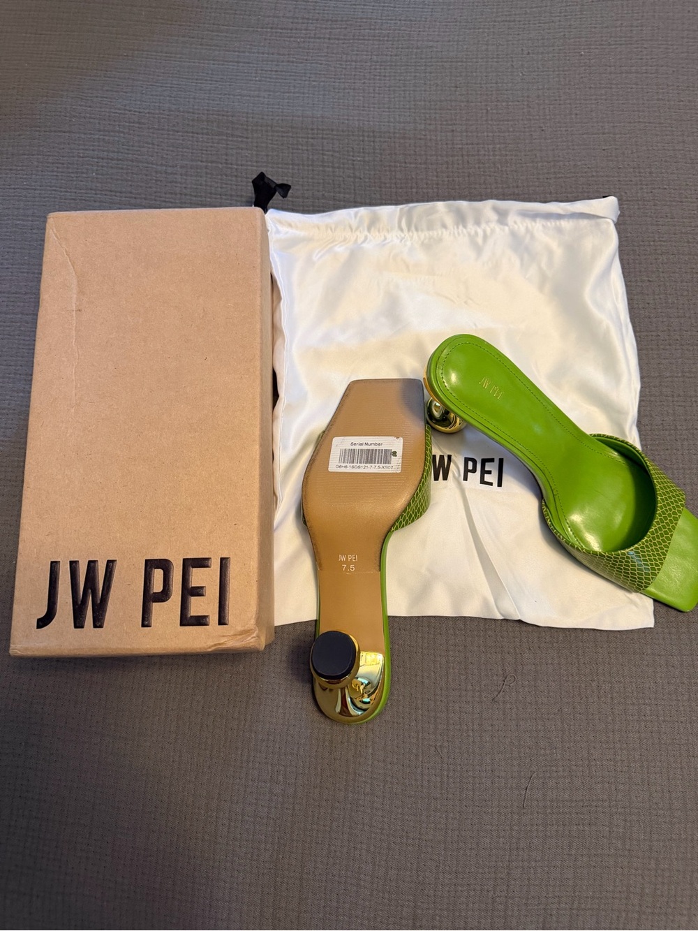 JW PEI Green Hannah Snakeskin Heel Mules
